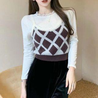 Lace Trim Knit Top / Knit Camisole Top