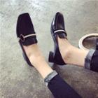 Pointy-toe Strap Square-toe Loafers