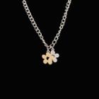 Flower Pendant Alloy Choker 1pc - Gold & Silver - One Size