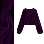 Knit V-neck Velvet Blouse