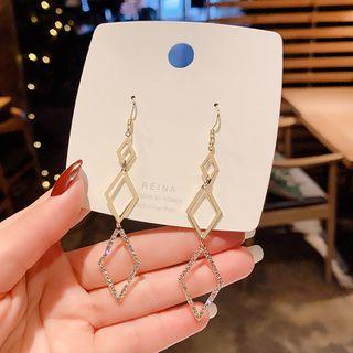 925 Sterling Silver Rhinestone Geometric Dangle Earring 1 Pair - E1703 - Gold - One Size