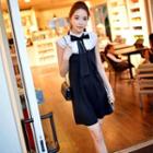 Sleeveless Bow-accent Layered Dress