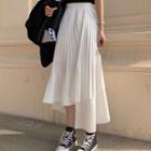 Asymmetric Pleated Chiffon A-line Midi Skirt