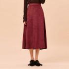 Faux-suede A-line Long Skirt