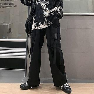 Buckled Wide-leg Cargo Pants