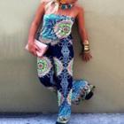 Patterned Strapless Jumpsuit