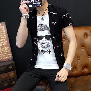 Mock Two Piece Printed Short Sleeve T-shirt