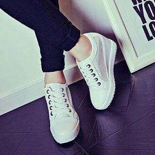Perforated Hidden Wedge Sneakers