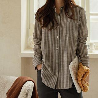 Pocket-front Washed Checked Shirt