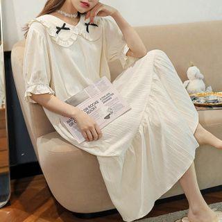 Short-sleeve Peter Pan Collar Bow Sleep Dress