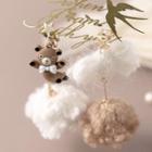 Asymmetrical Fluffy Bear Drop Earring / Clip-on Earring