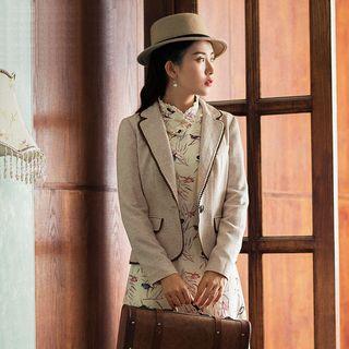 Wool Blend Paneled Single-button Blazer