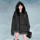 Asymmetrical Fray Hem Hoodie