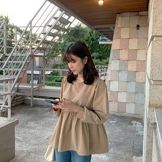 Frilled-hem Peplum Blouse