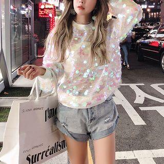 Sequined Long-sleeve Pullover