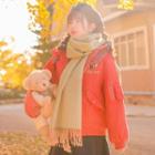 Plain Fringed Scarf Khaki - One Size