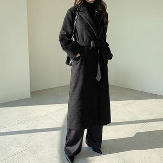 Notch-lapel Belted Long Coat