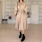 Round-neck Band-waist Dress