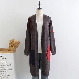 Patched Long Knit Coat