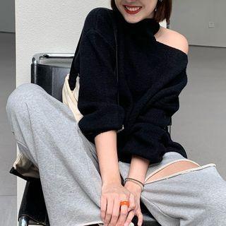 Mock Neck Cut Out Long Sleeve Top
