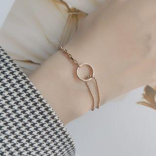 Stainless Steel Hoop Bracelet Rose Gold - One Size