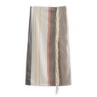 Fringed Color Block Striped Midi Pencil Skirt