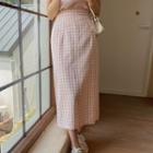 Checked H-line Maxi Skirt Pink - One Size