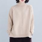 Turtleneck Knit Pullover Khaki - One Size