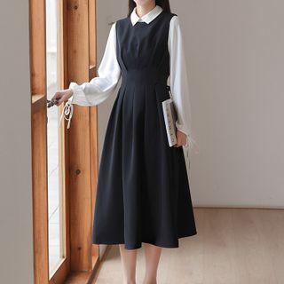 Set: Midi A-line Overall Dress + Shirt