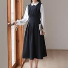 Set: Midi A-line Overall Dress + Shirt