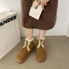 Fleece Trim Lace-up Ankle Boots