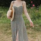 Set: Light Jacket + Spaghetti Strap Floral Dress