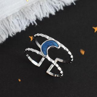 Moon Sterling Silver Open Ring Silver & Blue - One Size