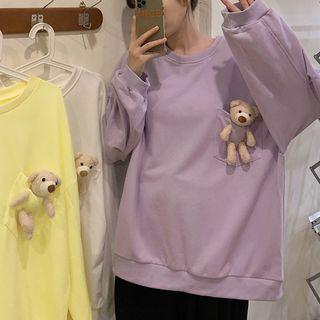 Round-neck Plain Over-sized Long-sleeve Top