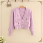 Floral Embroidered Eyelet Knit Cardigan