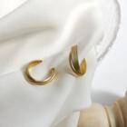Sterling Silver Layered Ear Stud 1 Pair - Gold - One Size