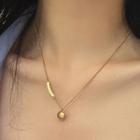 Stainless Steel Smiley Pendant Necklace Gold - One Size