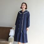 Sailor-collar Double-button Dress