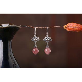 925 Sterling Silver Gemstone Drop Earring 1 Pair - As Shown In Figure - One Size