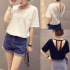 Caged Back Elbow Sleeve T-shirt