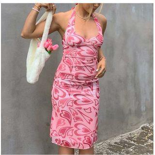 Halter Heart Print Sundress