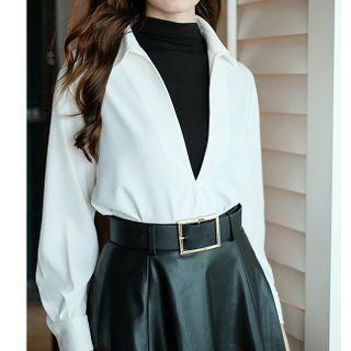 Open-collar Plunge Shirt