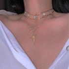Rhinestone Star Pendant Choker 1 Pc - Necklace - Gold - One Size