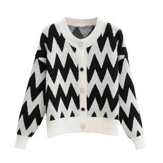 Chevron Stripe Cardigan Black & White - One Size