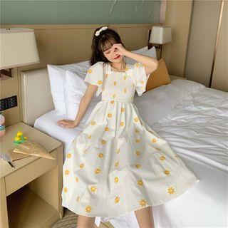 Short-sleeve Embroidered Midi A-line Dress (various Designs)