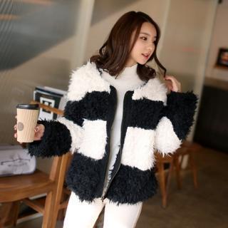 Color-block Faux-fur Jacket