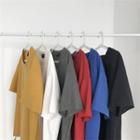 Elbow-sleeved Plain T-shirt