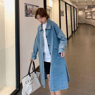 Single-breasted Midi Denim Coat