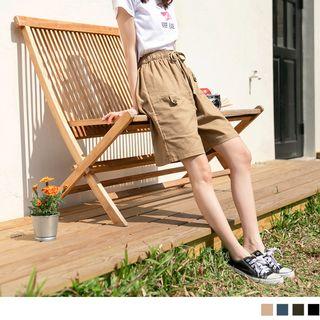 Cotton-linen Strawstring Shorts