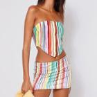 Set: Rainbow Striped Tube Top + Skirt